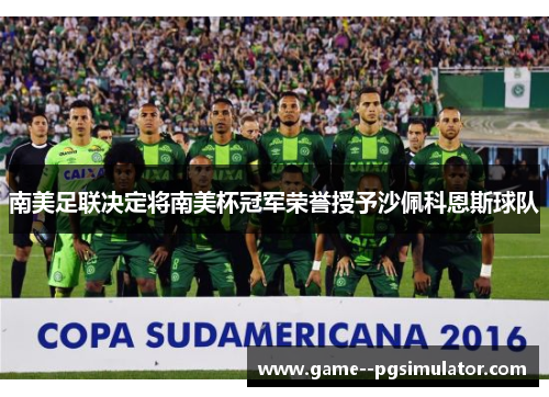 南美足联决定将南美杯冠军荣誉授予沙佩科恩斯球队